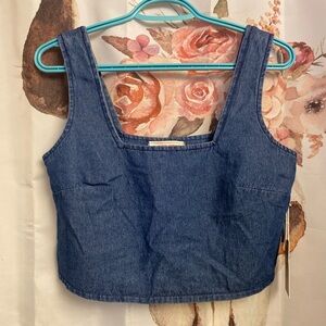 Cropped Blue Denim Sleeveless Top​​
